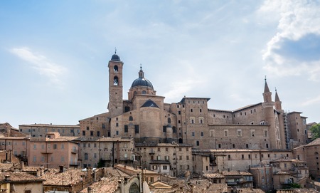 Urbino, Italy - August 13, 2015: view of skyline with Ducal Palace in Urbino, Italy.のeditorial素材