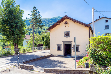 August 08, 2016 - Ligonchio, Italy:: San Rocco small oratory in Ligonchio, Italy. Ligonchio is a small town in the Tuscan Emilian Apennine mountainsの写真素材