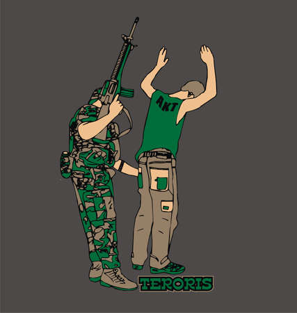Terrorist checking a manのイラスト素材