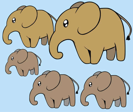 Big and little elephant isolatedのイラスト素材