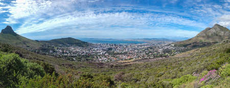 Panorama of Cape Town from Table Mountain, Westerne Cape, South Africaの写真素材