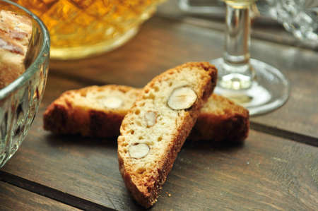 Traditional dessert and snack in wood tableの写真素材