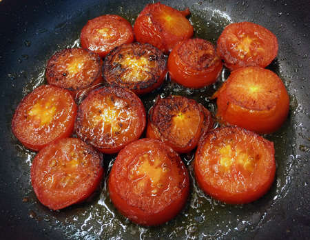 Recipe fried tomatoesの写真素材