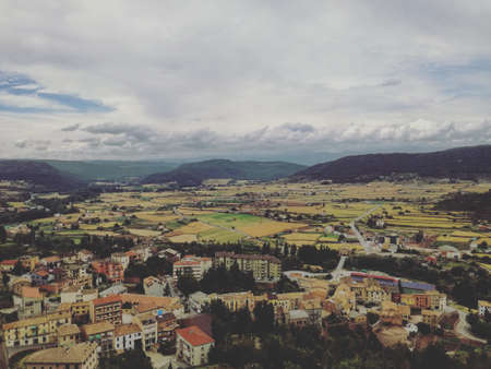 Landscape of a village from the hillの写真素材