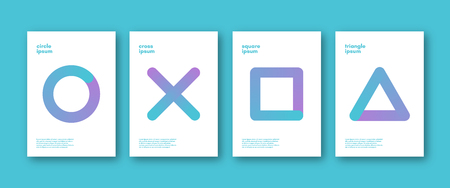 Set of minimalistic simple shapes of backgrounds. Abstract monochrome vector covers.のイラスト素材