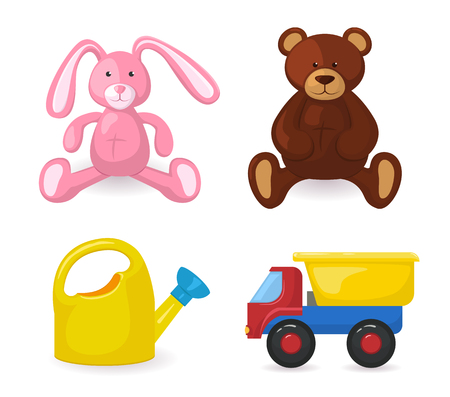 Kids toys isolated on white backgroundのイラスト素材