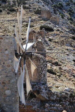 traditional windmill - Lasithi Plateau, Crete, Greeceの写真素材