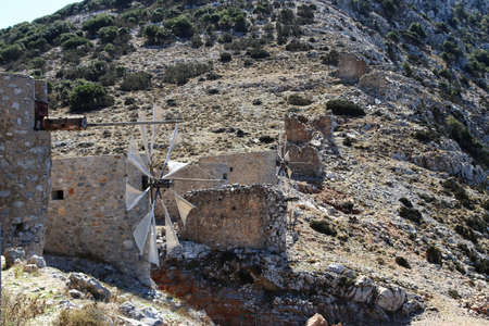 traditional windmill - Lasithi Plateau, Crete, Greeceの写真素材