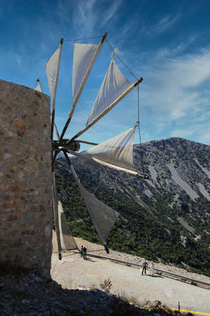 traditional windmill - Lasithi Plateau, Crete, Greeceの写真素材