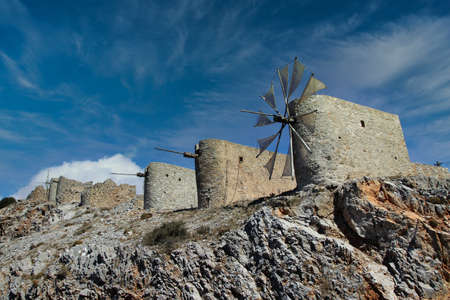 traditional windmill - Lasithi Plateau, Crete, Greeceの写真素材