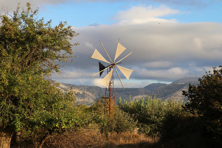 traditional windmill - Lasithi Plateau, Crete, Greeceの写真素材
