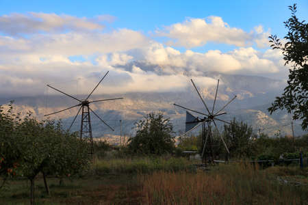 traditional windmill - Lasithi Plateau, Crete, Greeceの写真素材