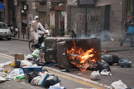 Naples, Italy, december 8, 2010. strike and violence during a student strikeのeditorial素材