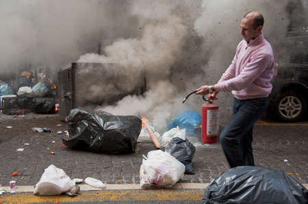 Naples, Italy, december 8, 2010. strike and violence during a student strikeのeditorial素材