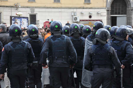Naples, Italy, december 8, 2010. strike and violence during a student strikeのeditorial素材