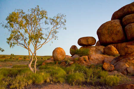 devil's marbles, in the australian outback, northern territoryの写真素材