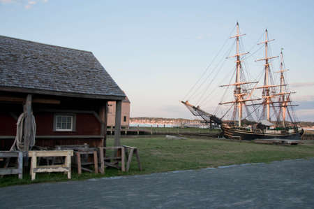 old galleon and old harbor in Salem massachusets Usaのeditorial素材