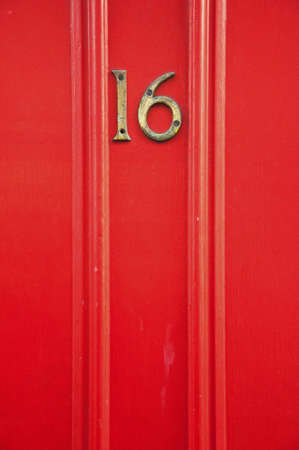 number sixsteen on the old door in London, UKの写真素材