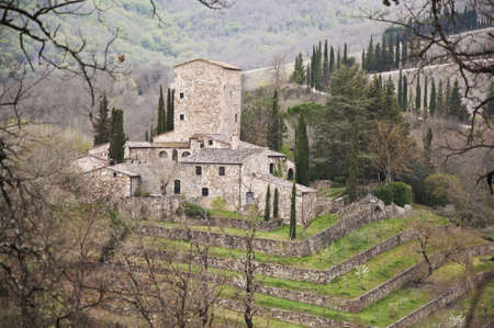 medieval castle in Chianti, tuscany, Italyの写真素材