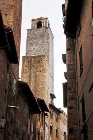 towers and narrow streets in the medieval village of San Gimignano, Italyのeditorial素材