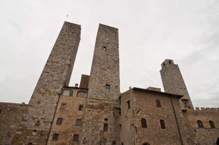 towers and narrow streets in the medieval village of San Gimignano, Italyのeditorial素材