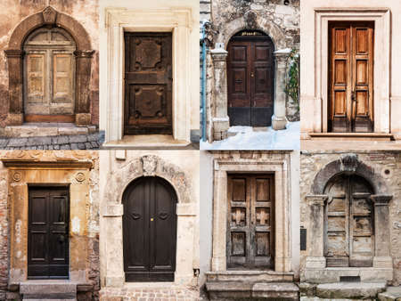 group of italian old doors