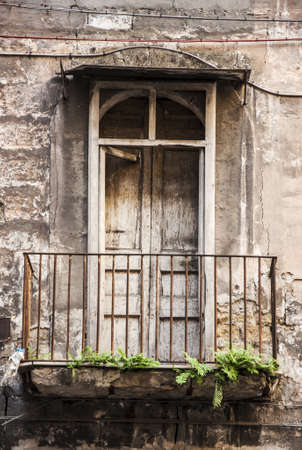 window in downtown the city oh Naples, Italyの写真素材
