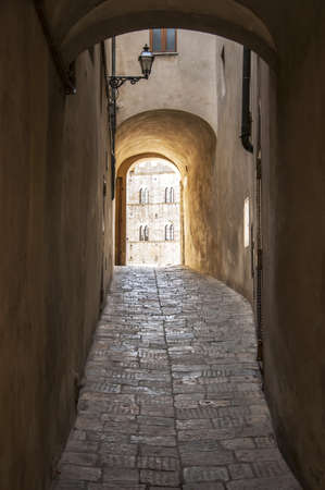 narrow street in a village in central Italyの写真素材