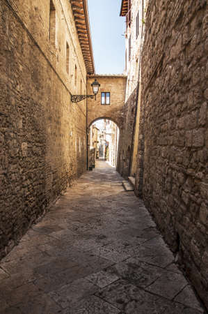 narrow street in a village in central Italyの写真素材
