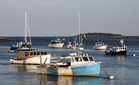 boats on the atlantic ocean in Camp Ellis, Maine, Usa