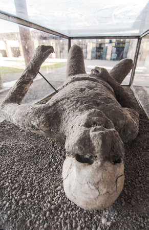 body shapes of victims after the vesuvius eruptions, Pompeii, Italyのeditorial素材