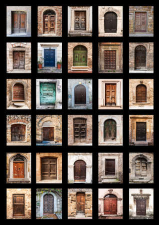 group of italian old doorsの写真素材