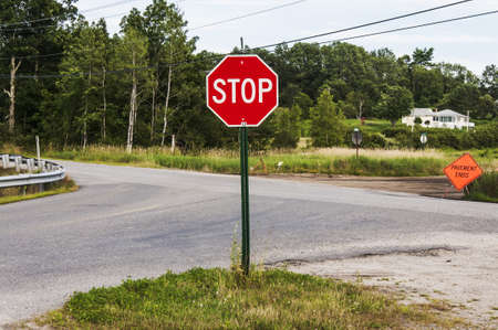 Stop signal on the american roadの写真素材