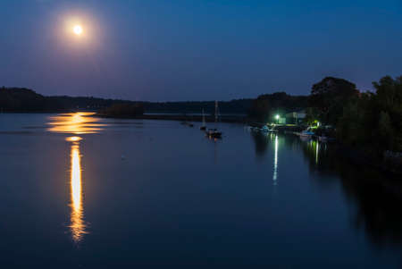 moonlight on the atlantic ocean coastの写真素材
