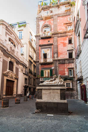view of Largo Corpo di Napoli, downtown Naples, Italyの写真素材