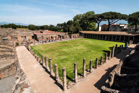 view of the palestra ruins in Pompeii, Italyの写真素材