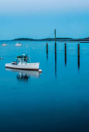 boats on the atlantic ocean in Camp Ellis, Maine, Usaの写真素材