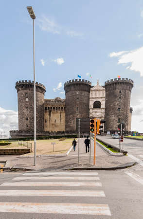 view of the Maschio Angioino Castle in Naples, Italy のeditorial素材