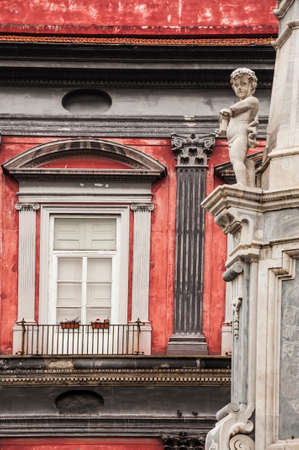 Details of Piazza San Domenico Maggiore in Naples, Italyの写真素材