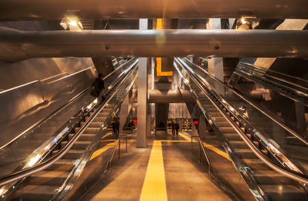 NAPLES, JANUARY 3  modern subway station Garibaldi  This Station was opened at the end of 2013 on January 3, 2014 in Naples, Italy のeditorial素材