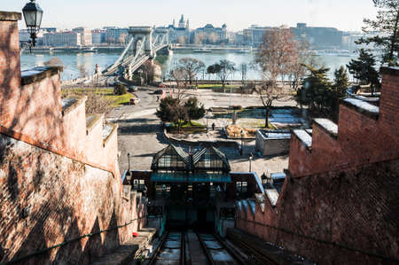 panoramic view of the Danube River and the city of Budapest, Hungaryの写真素材