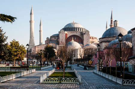 ISTANBUL - FEBRUARY 12  view of the blue mosque in sultanahmed on February 12, 2013 in Istanbul, Turkeyのeditorial素材