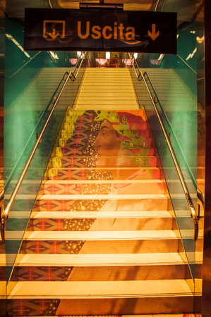 NAPLES, FEBRUARY 23: modern subway station Universita. This Station was opened at the end of 2011 on February 23, 2014 in Naples, Italyのeditorial素材