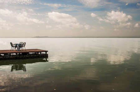 Scenic view on italian Trasimeno lake in central Italyの写真素材