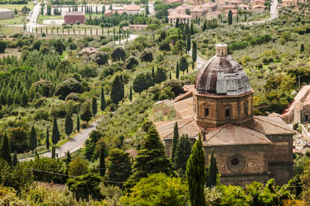 Tuscan landscape near the town of Cortona, Italyの写真素材