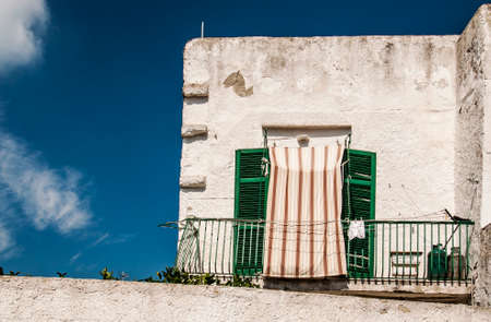 typical italian window on the island Procida, Naples, Italyのeditorial素材