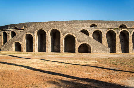 POMPEII - NOVEMBER 2: Roman anphitheater ruins of the lost city of  Pompeii on November 2, 2014 in Pompeii,  Italyのeditorial素材