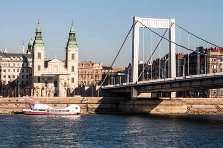 view of the Danube River and the city of Budapest, Hungaryのeditorial素材