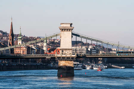 view of the Danube River and the city of Budapest, Hungaryのeditorial素材