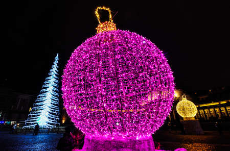 christmas decoration in Piazza Plebiscito in Naples, Italy